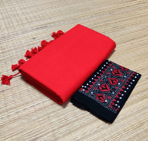 [AW-0035-Prakriti-Red] Prakriti - Handwoven Khadi Cotton Saree (Red)